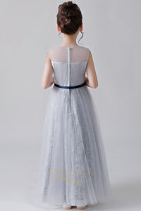 Elegant Long Flower Girl Dresses with Belt