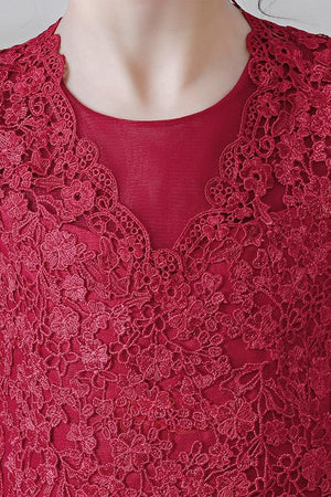 Burgundy Organza A-Line Flower Girl Dress with Lace Bodice