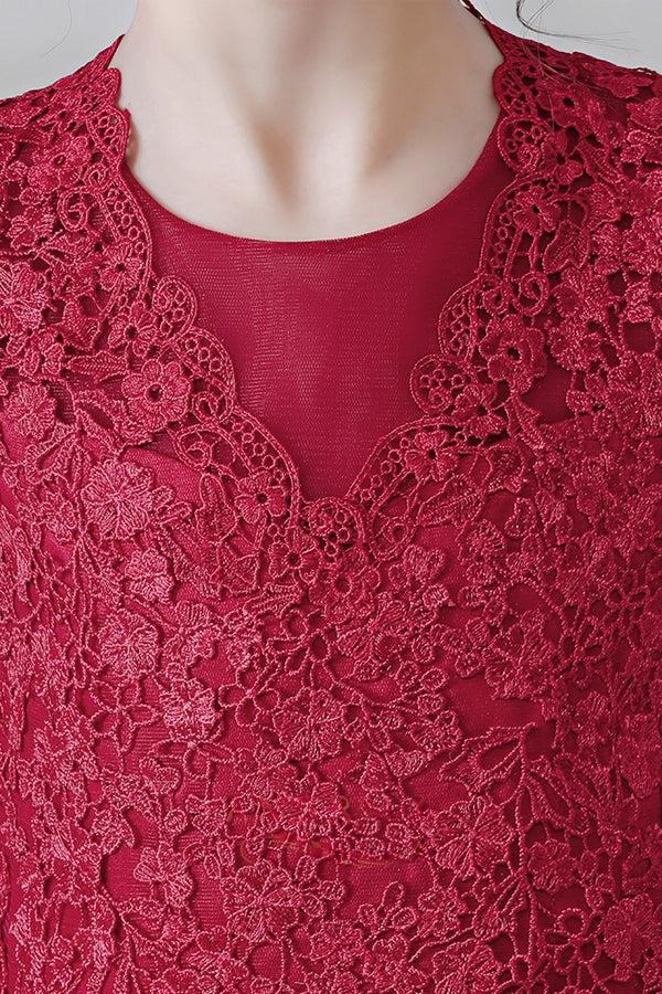 Burgundy Organza A-Line Flower Girl Dress with Lace Bodice