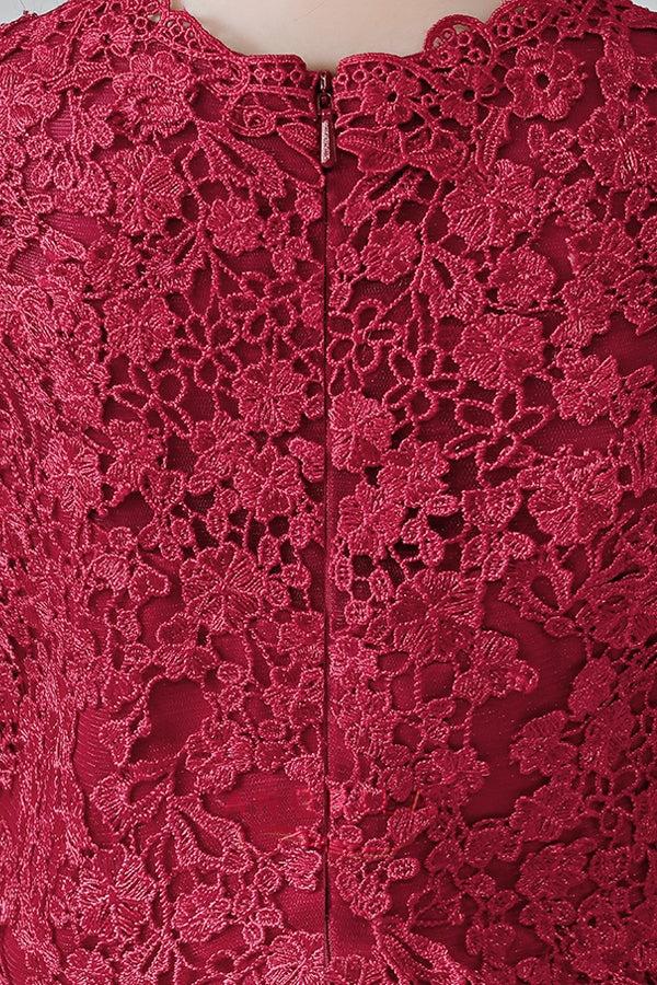 Burgundy Organza A-Line Flower Girl Dress with Lace Bodice