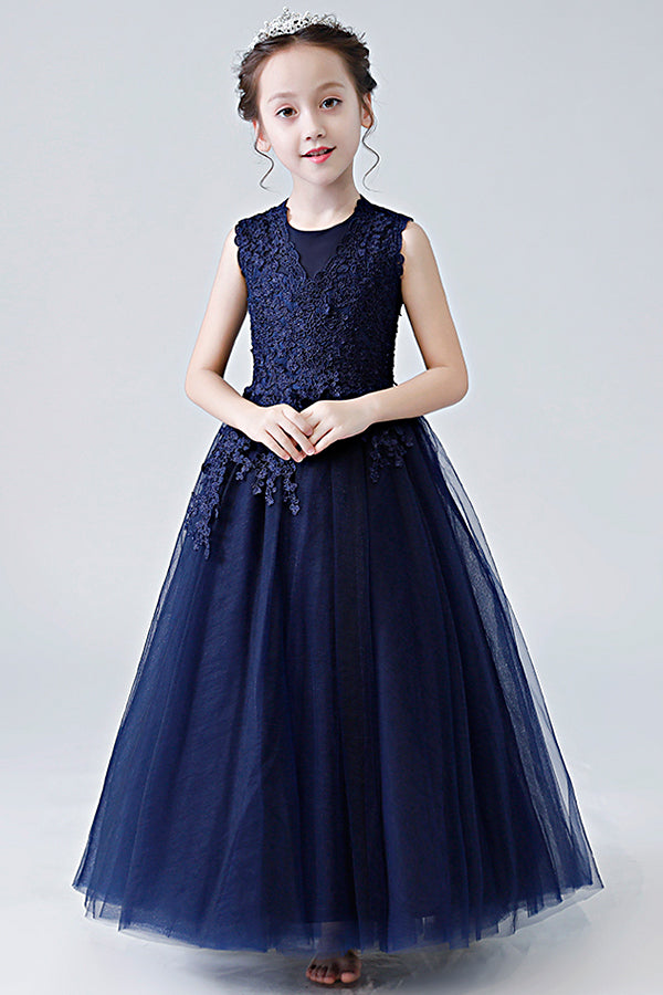 Organza A-Line Flower Girl Dress with Lace Bodice