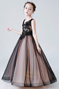 Floor-Length V-Neck Applique Flower Girl Dresses