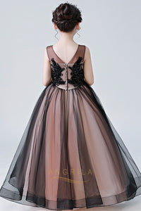 Floor-Length V-Neck Applique Flower Girl Dresses