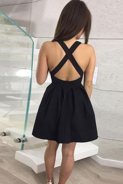 A-Line V-Neck Criss-Cross Straps Homecoming Dress Secondary image