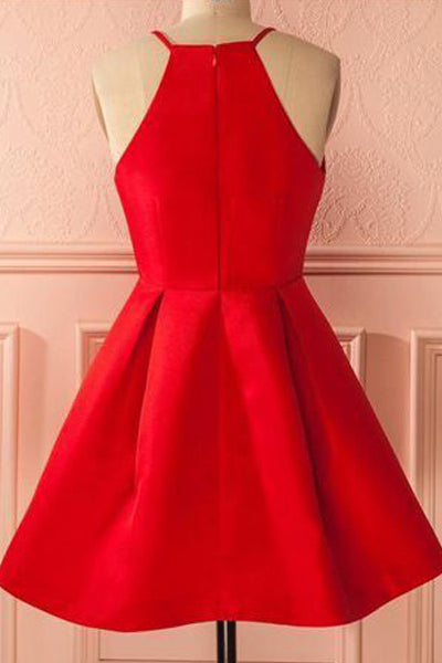 Square-Neck Pleated Satin A-Line Mini Homecoming Dress