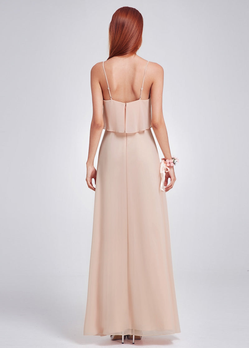 Strappy Chiffon A-Line Bridesmaid Dress with Popover Bodice