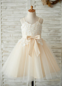 Tulle Straps Flower Girl Dress