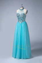 Halter A-Line Beading Prom Evening Dresses