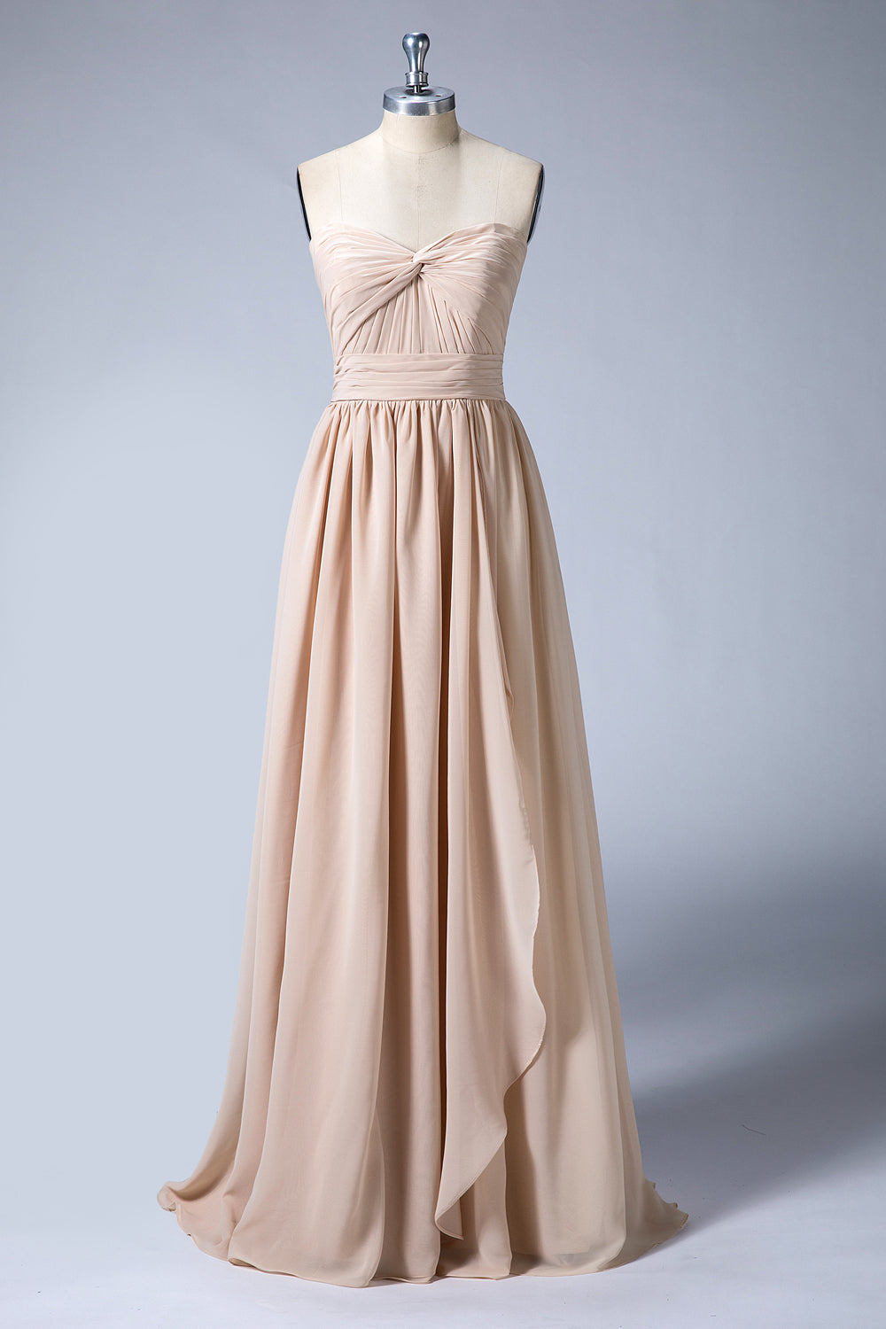 Twist-Front Chiffon A-Line Bridesmaid Dress with Cascading Ruffle