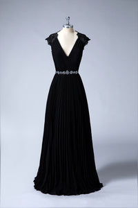Black V-Neck Elegant Evening Dresses