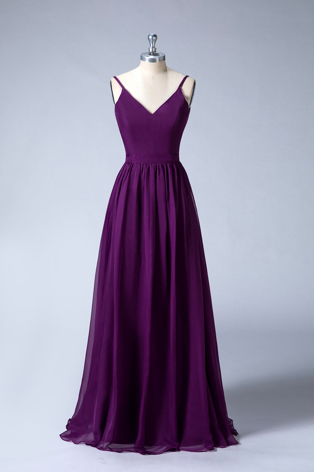 V-Neck Chiffon A-Line Bridesmaid Dress with V-Back
