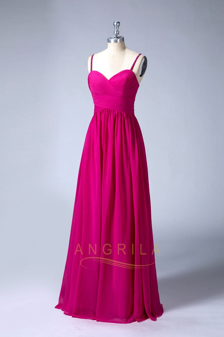 Ruched Crisscross-Back Chiffon A-Line Bridesmaid Dress