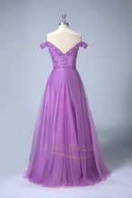 Off-the-Shoulder Bridesmaid Dresses with Bead