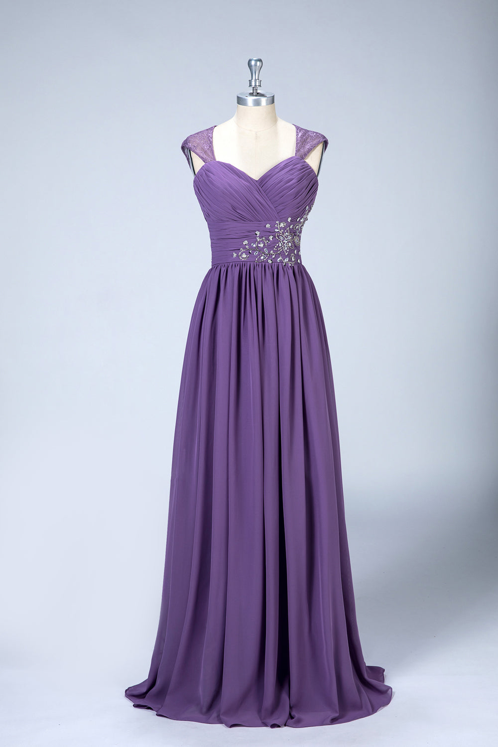 Keyhole-Back Lace and Chiffon A-Line Bridesmaid Dress