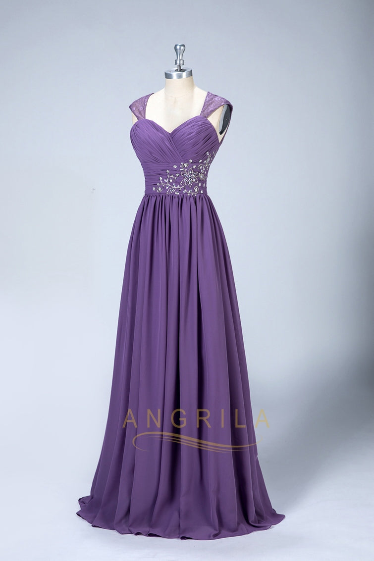 Keyhole-Back Lace and Chiffon A-Line Bridesmaid Dress