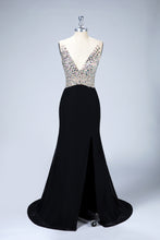 Deep V-Neck Sleeveless Prom Dresses