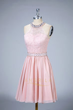 Halter A-Line Lace and Chiffon Homecoming Dresses
