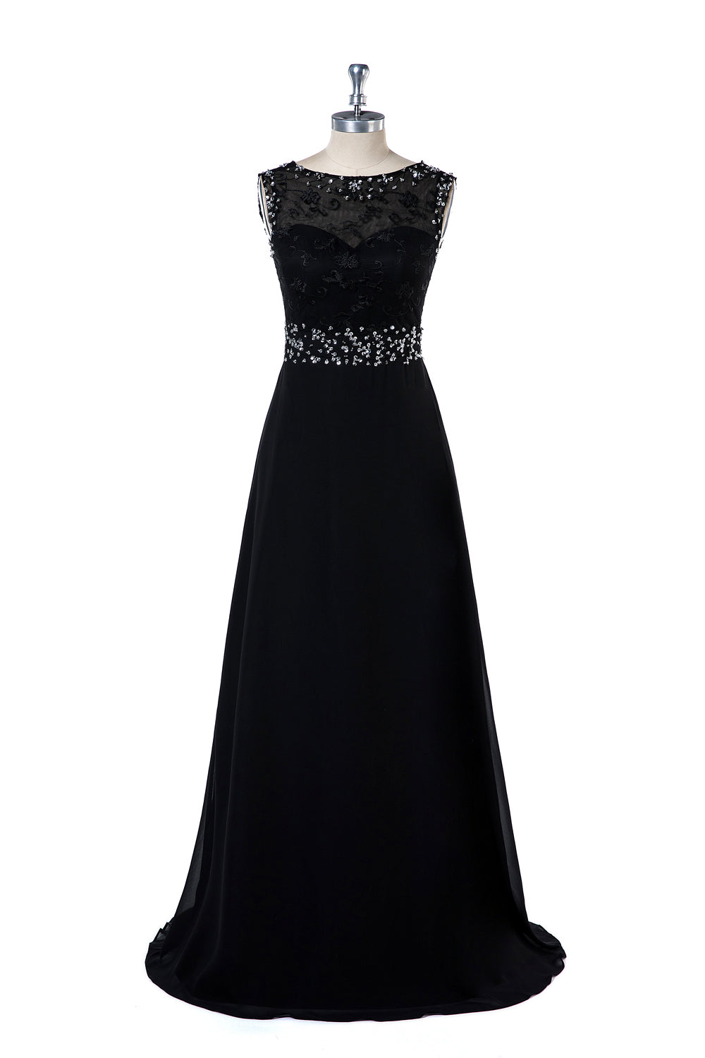 Chiffon A-Line Bridesmaid Dress with Illusion Bodice