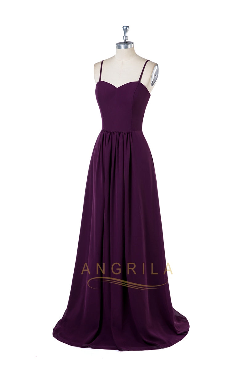 Strappy Sweetheart Chiffon A-Line Prom Dress with Train
