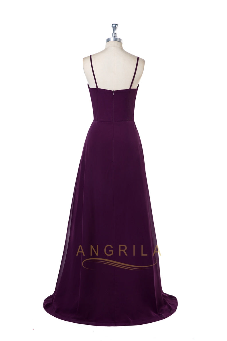 Strappy Sweetheart Chiffon A-Line Prom Dress with Train