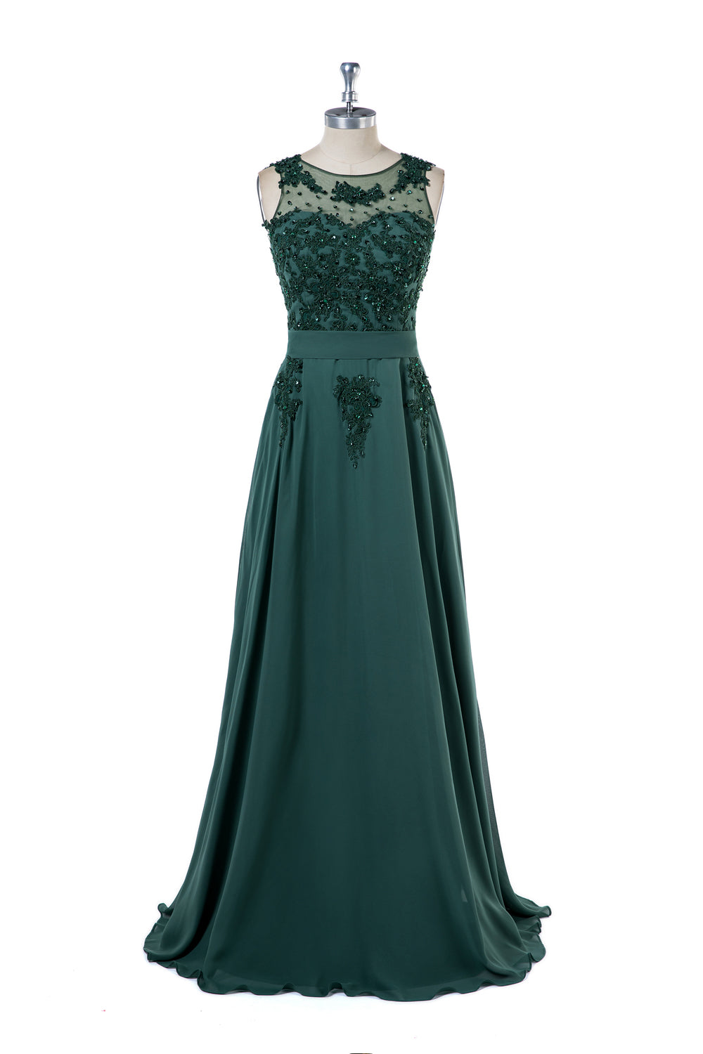 V-Back Floral-Applique Chiffon A-Line Bridesmaid Dress