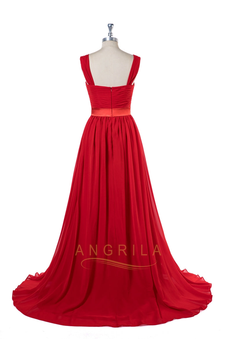 Sweetheart Chiffon A-Line Prom Dress with Front Slit and Train