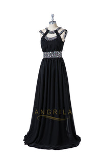 Black Beading A-Line Formal Dresses