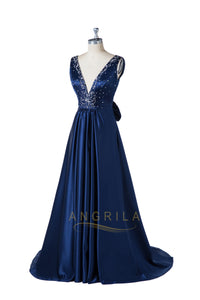 Deep V-Neck Beading Formal Dresses