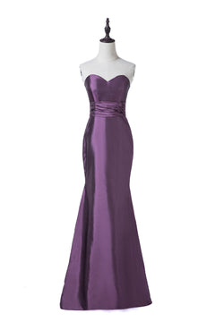 Amethyst Strapless Ruched Stretch Satin Mermaid Evening Gown