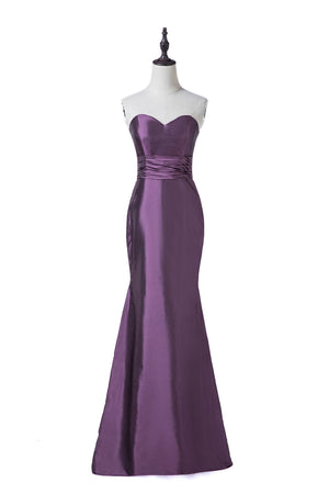 Amethyst Strapless Ruched Stretch Satin Mermaid Evening Gown
