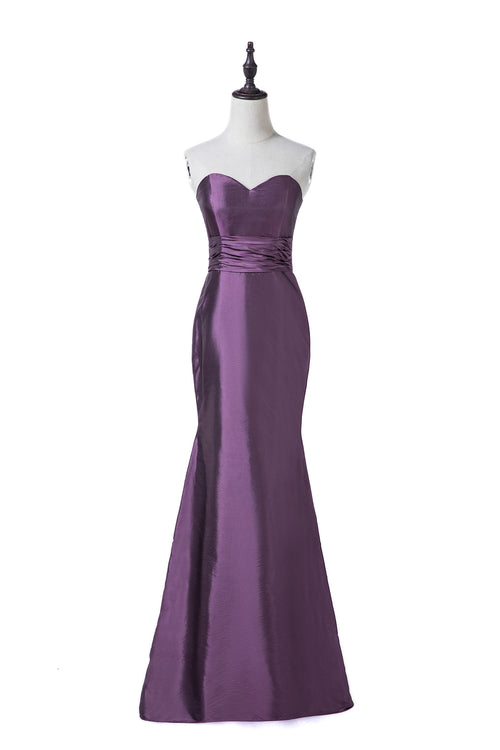 Amethyst Strapless Ruched Stretch Satin Mermaid Evening Gown