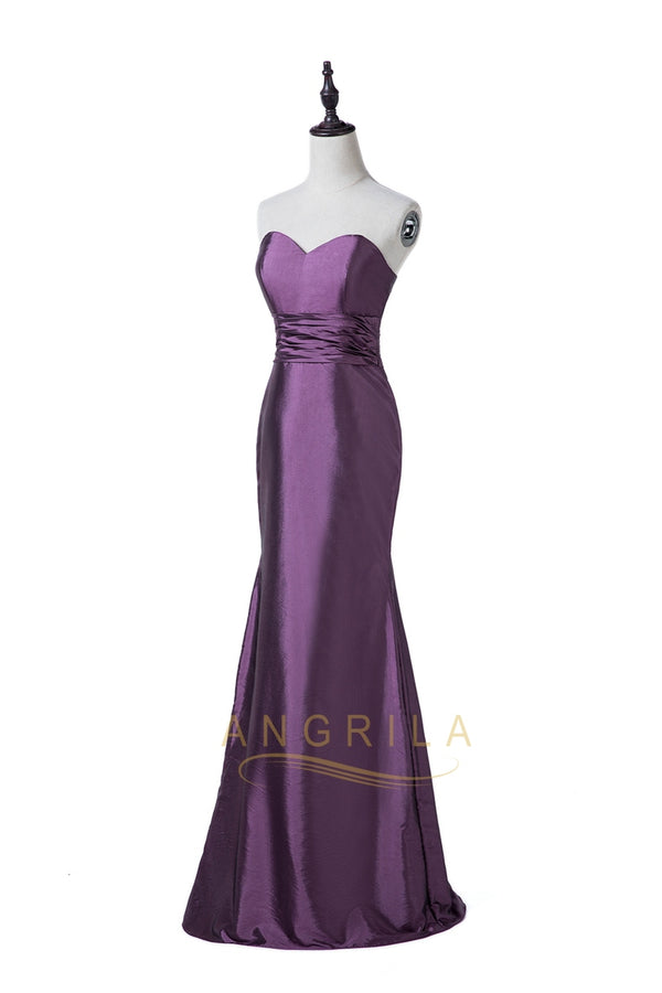 Amethyst Strapless Ruched Stretch Satin Mermaid Evening Gown