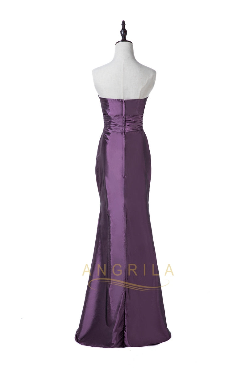 Strapless Ruched Stretch Satin Mermaid Evening Gown