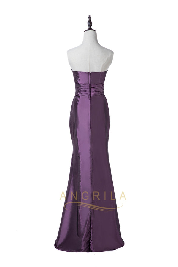Amethyst Strapless Ruched Stretch Satin Mermaid Evening Gown