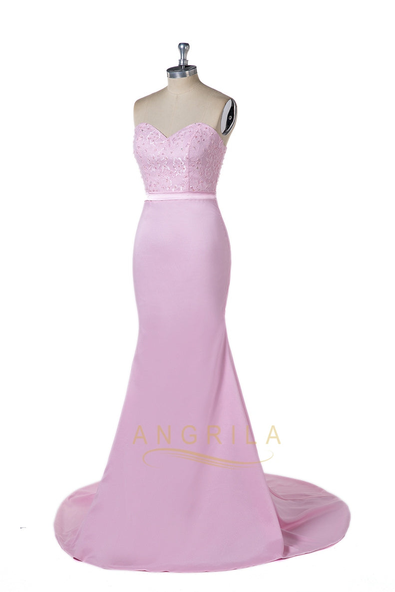 Strapless Sweetheart Stretch Satin Mermaid Evening Gown
