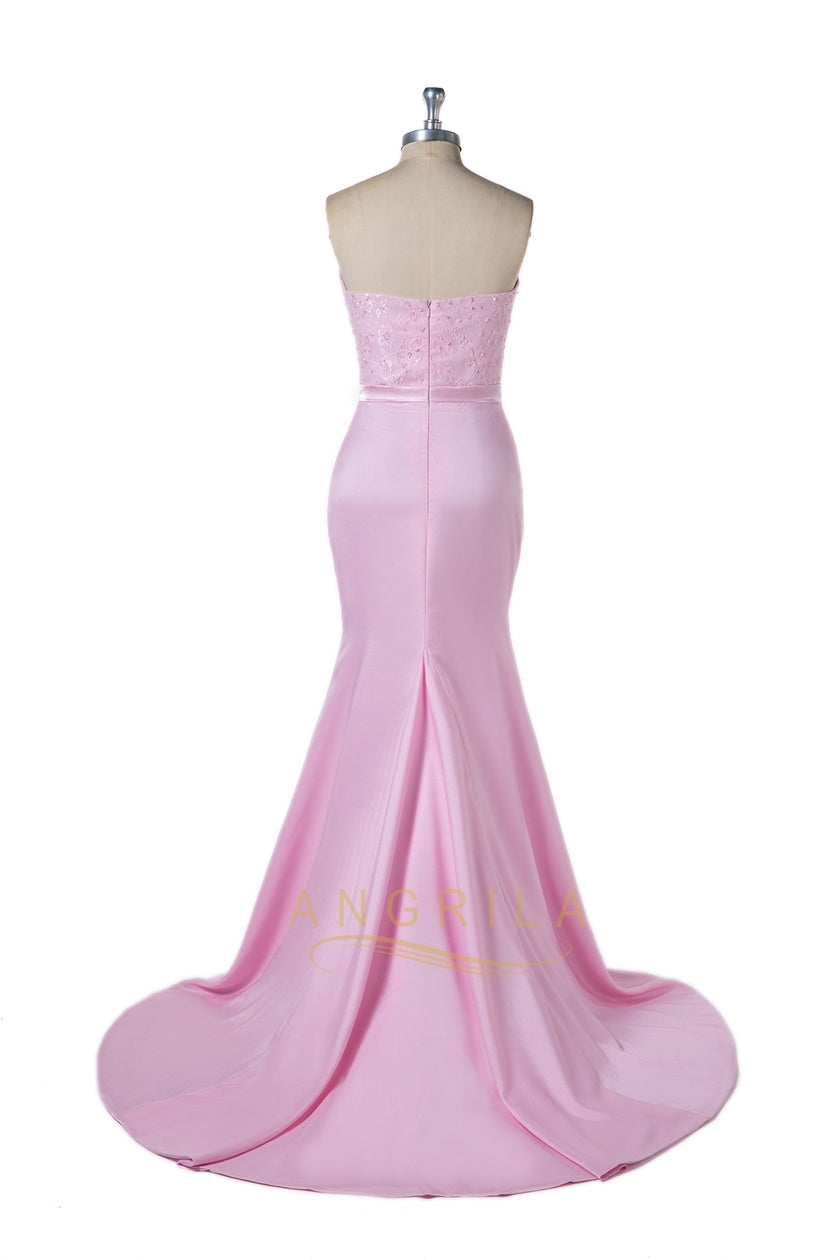 Strapless Sweetheart Stretch Satin Mermaid Evening Gown