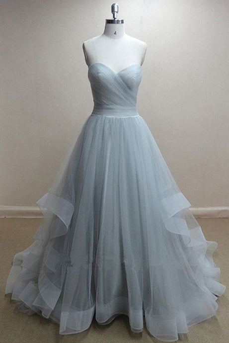 A-Line Sweetheart Organza Long Prom Dresses