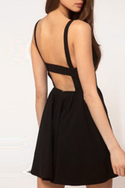 Simple Spaghetti Straps Backless Black Short Homecoming Dress Secondary image