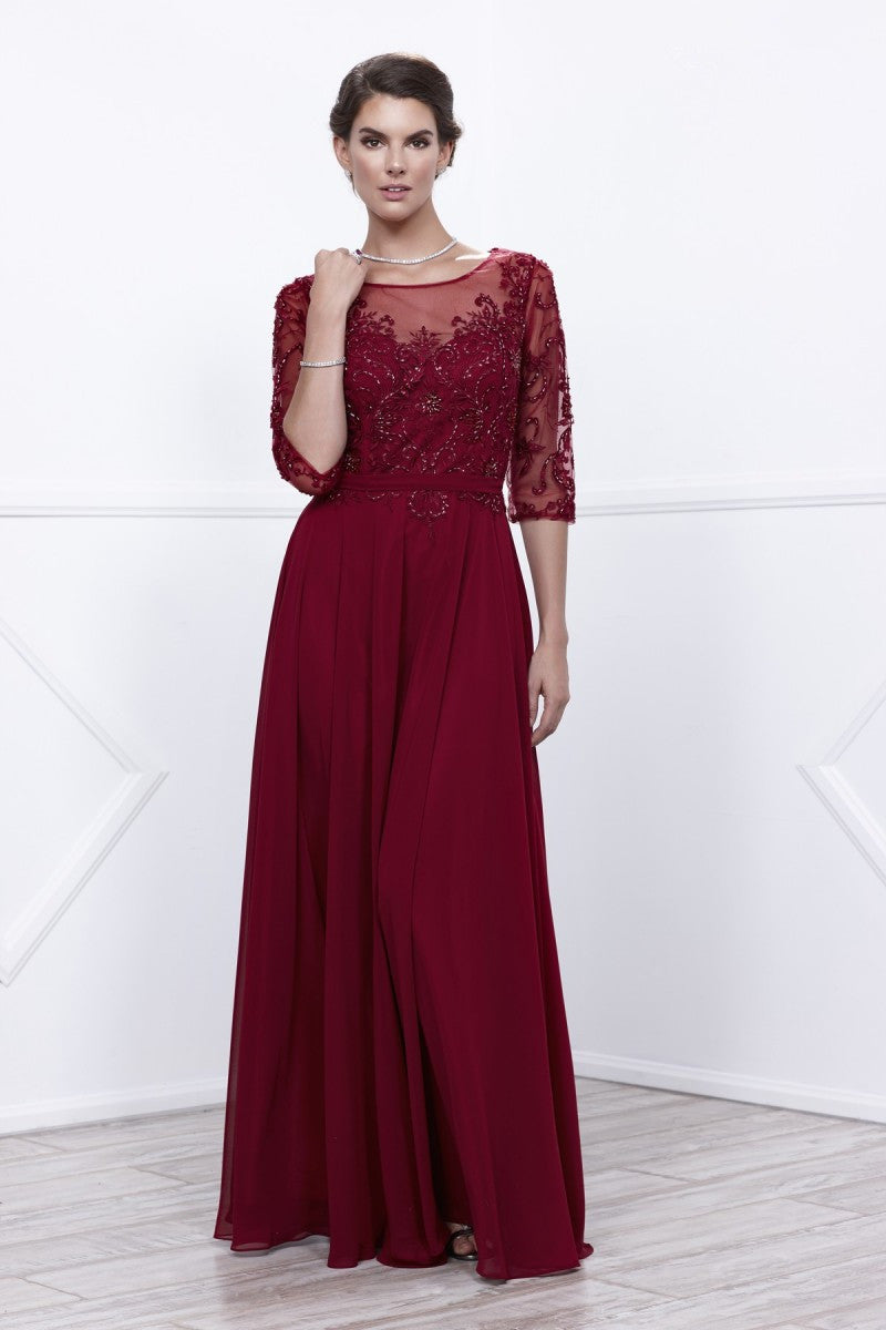 Sleeved Burgundy Mother Dress Main image