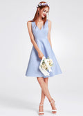 Short V-Neck Satin A-Line Cocktail Dress