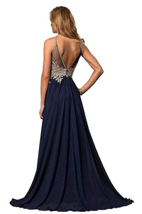 Halter Gold Applique Prom Dresses Evening Formal Gowns