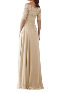 Mother of The Bride Gowns with Sleeves Lace Long Chiffon Beaded