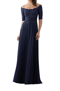 Mother of The Bride Gowns with Sleeves Lace Long Chiffon Beaded