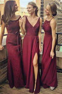 A-Line V-Neck Floor-Length Chiffon Bridesmaid Dress