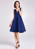 Short V-Neck Satin A-Line Cocktail Dress
