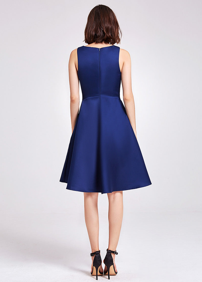 Short V-Neck Satin A-Line Cocktail Dress