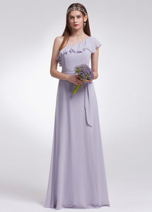 One-shoulder Lilac Bridesmaid Dress
