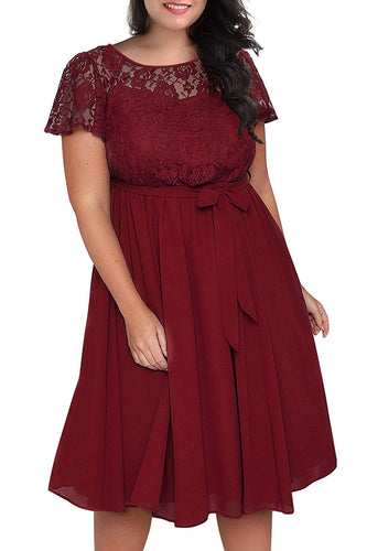 Plus Size Lace and Chiffon Wedding Guest Dresses