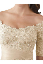 Mother of The Bride Gowns with Sleeves Lace Long Chiffon Beaded