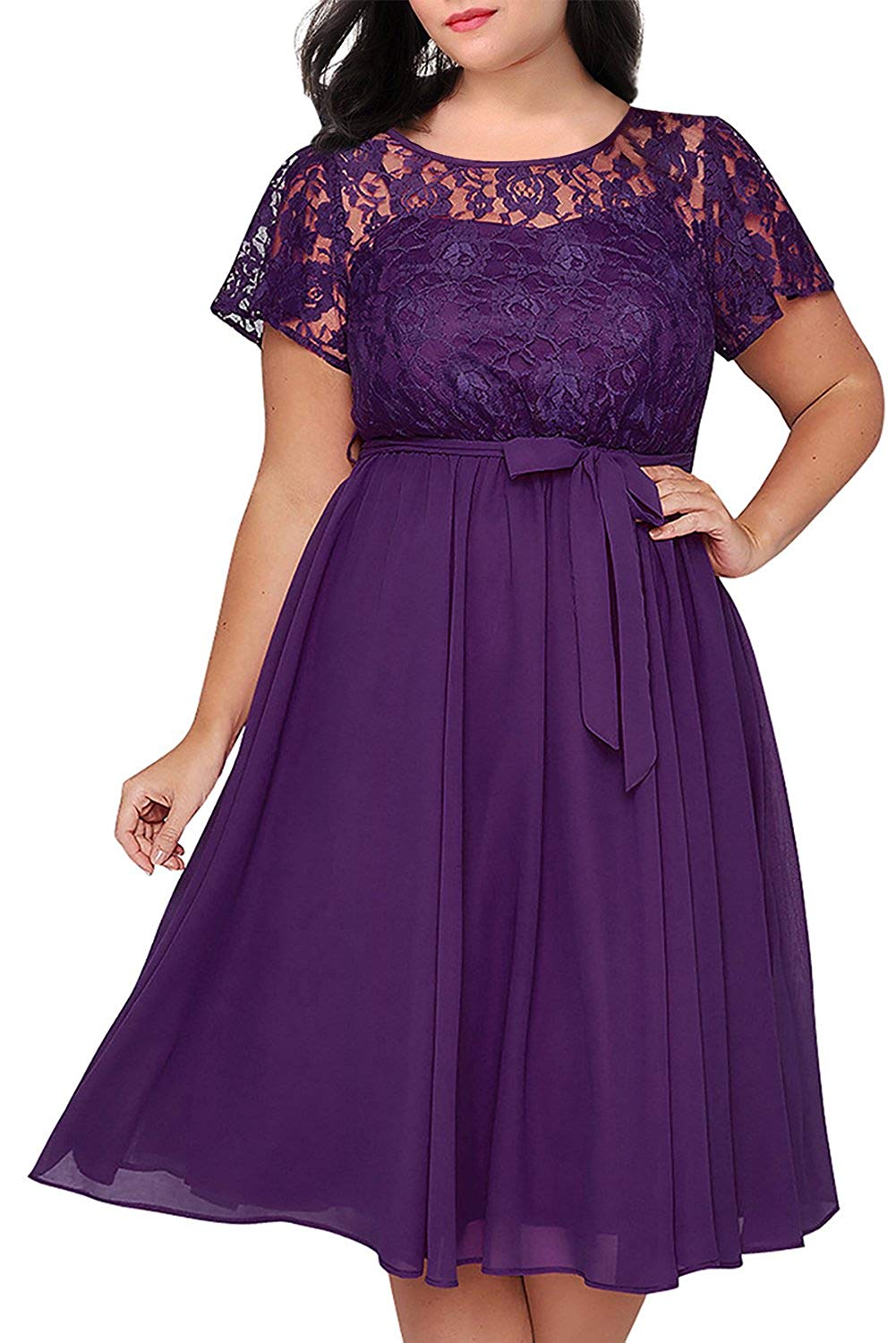 Plus Size Lace and Chiffon Wedding Guest Dresses Secondary image